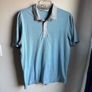 Travis Mathew Polo Shirt Mens XL Blue Gray Collar Pima Cotton Golf Casual